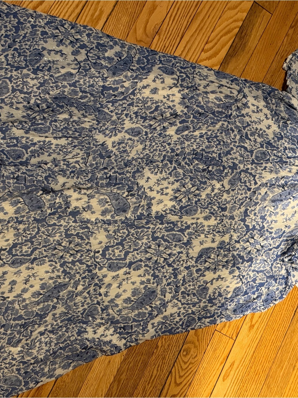 Sezane Light Blue Floral Off-the-Shoulder Midi Dress - Picture 12 of 13
